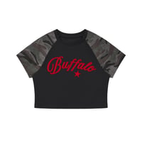 Image 7 of Buffalo Camo Raglan Crop T-Shirt