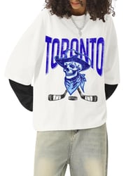 Image 7 of Retro Toronto Original Six Crewneck Skull and Hockey Stick Crossbones
