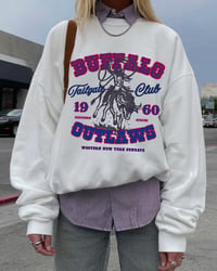 Image 6 of Buffalo Fans Tailgate Unisex Shirt Cowgirl Riding Buffalo Original Artwork