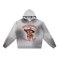 Image 1 of Oklahoma Football Hard to Kill Sun Fade Frayed Fleece Hoodie