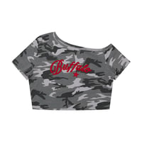 Image 8 of Women's Camo Buffalo Off Shoulder and Shorts Matching Set