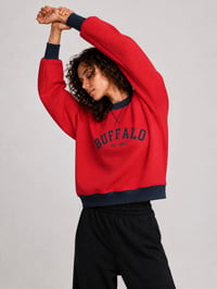 Image 7 of Buffalo Football Heritage 1960 Women’s Mock Neck Crewneck