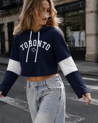 Image 1 of Women’s Toronto Hockey Cropped Lace-Panel Hoodie