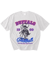 Image 2 of Buffalo Football 1960s Vintage Shirt Cowgirl Riding Buffalo
