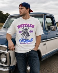 Image 3 of Buffalo Football 1960s Vintage Shirt Cowgirl Riding Buffalo