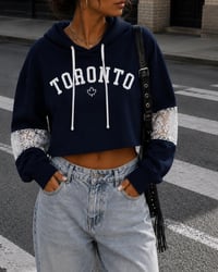 Image 3 of Women’s Toronto Hockey Cropped Lace-Panel Hoodie