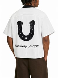 Image 1 of How Lucky Are We Horseshoe Button Down Shirt
