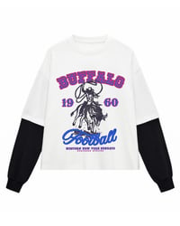 Image 4 of Buffalo Football 1960s Vintage Shirt Cowgirl Riding Buffalo