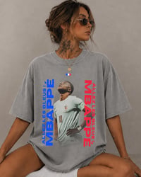 Image 4 of Kylian Mbappe Shirt, Vintage France Football Tee with Allez Les Bleus Design