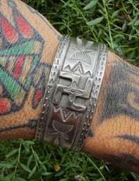 Image 4 of WL&A Handmade Heavy Ingot Old Style Whirling Log Cuff - 1 1/8 width - Size 7 to 7.5" Wrist