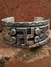 Image 2 of WL&A Handmade Heavy Ingot Old Style Whirling Log Medicine Cuff - 1 1/8 width - Size 6.5" to 7" Wrist