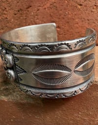 Image 5 of WL&A Handmade Heavy Ingot Old Style Whirling Log Medicine Cuff - 1 1/8 width - Size 6.5" to 7" Wrist