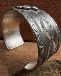 Image 6 of WL&A Handmade Heavy Ingot Old Style Whirling Log Medicine Cuff - 1 1/8 width - Size 6.5" to 7" Wrist