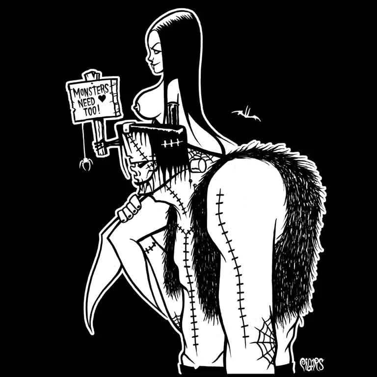 Image of Monsters need 🖤 too Ringer  Mens  "RINGER" shirt  -  ships AUG 10th