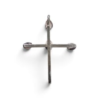 Image 4 of Vintage Large Silver Turquoise Cross Pendant, c. 50s-70s