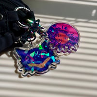 Image 3 of 2" Holographic Shatter Vintage Cat Keychain 