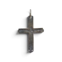 Image 4 of Vintage Small Silver Turquoise Cross Pendant, c. 50-70s