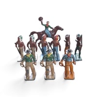 Image 1 of Vintage Lincoln Log Metal Figures, c. 1940s