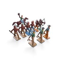 Image 7 of Vintage Lincoln Log Metal Figures, c. 1940s