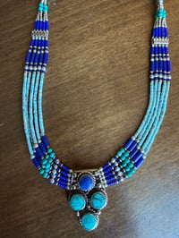 Image 1 of Multi-strand turquoise necklace w/ pendant