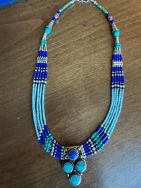 Image 4 of Multi-strand turquoise necklace w/ pendant
