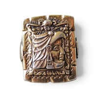 Image 2 of Vintage Silver 'n' Gold Aztec Warrior Ring, c. 1940s