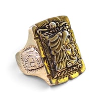 Image 3 of Vintage Silver 'n' Gold Aztec Warrior Ring, c. 1940s