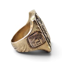 Image 4 of Vintage Silver 'n' Gold Aztec Warrior Ring, c. 1940s