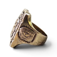 Image 5 of Vintage Silver 'n' Gold Aztec Warrior Ring, c. 1940s