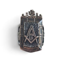 Image 1 of Crowned Aztec Masonic Ring #2, c. 1940s