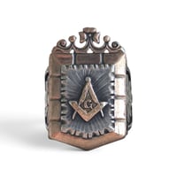 Image 1 of Crowned Aztec Masonic Ring #1, c. 1940s
