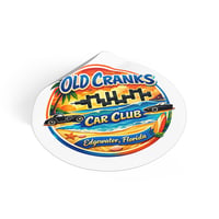 Image 2 of Old Cranks Car Club Round Vinyl Sticker — Edgewater Florida Beach Classic Car Design