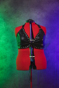 Image 1 of XL Shiny Studded Black Triangle Top