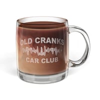 Image 3 of Engraved Glass Coffee Mug - 'Old Cranks' Car Club Design, 12.25oz