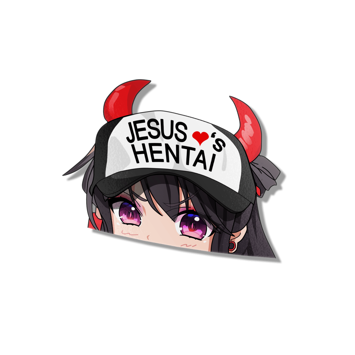 Image of Jesus ♥'s Hentai Peeker Sticker