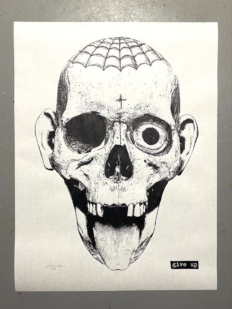 Image of 'laughing skull' print
