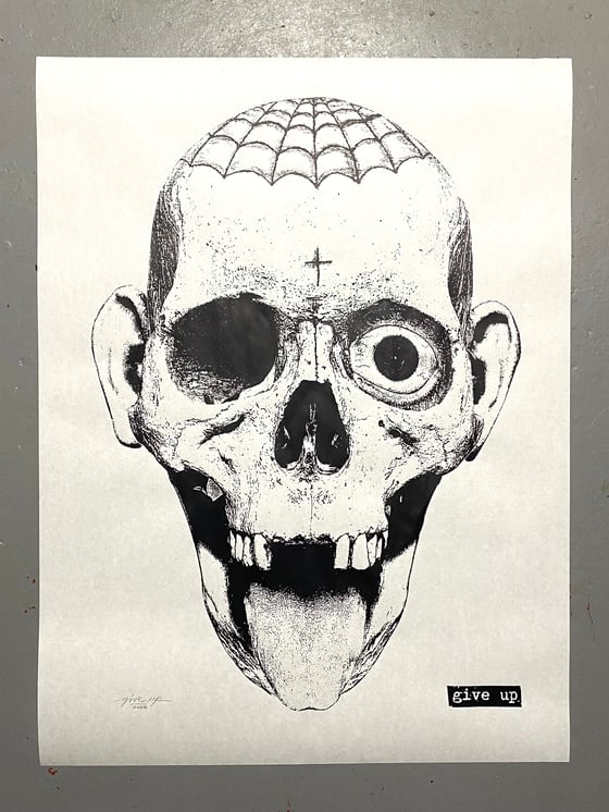 Image of 'laughing skull' print
