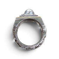 Image 5 of Vintage "Dethroned" Aztec Skull Ring #1, c. 1940s
