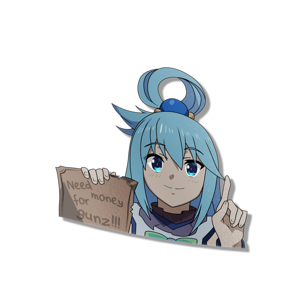 Image of Aqua Needs Money For Guns Sticker