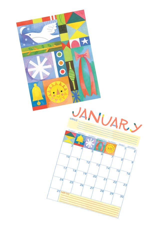 PRE-ORDER (Ships mid-october) 2027 full color illustrated calendar + digital PDF & stickers bundle