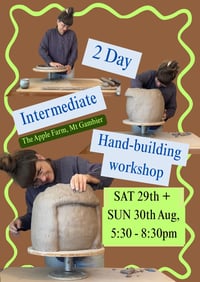 Image 1 of Ticket/ 2 Day Intermediate Handbuilding Workshop / SAT  + SUN 29/30 AUG, 5:30 - 8:30pm, MT GAMBIER