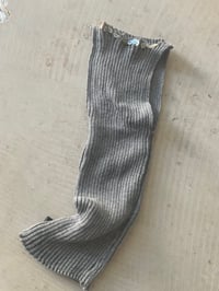 Image 1 of Merino Rib Top with Pearl Button boat  neck light grey 