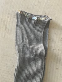Image 2 of Merino Rib Top with Pearl Button boat  neck light grey 