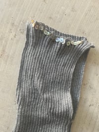 Image 4 of Merino Rib Top with Pearl Button boat  neck light grey 
