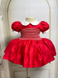 Image 3 of Red & white front & back smock dress