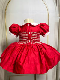 Image 4 of Red & white front & back smock dress