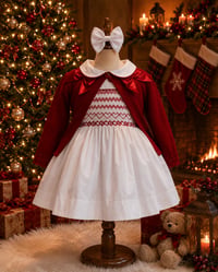 Image 2 of White & red smocking dress