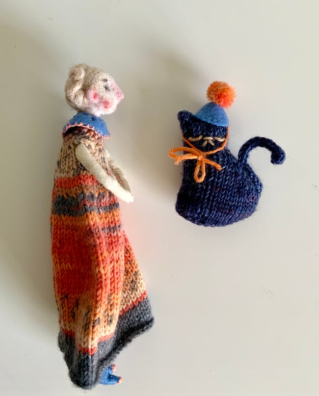 Circus cat and lady ~ ooak ~ folk art doll