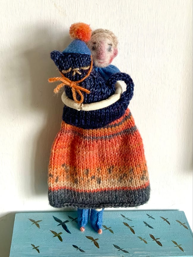 Circus cat and lady ~ ooak ~ folk art doll