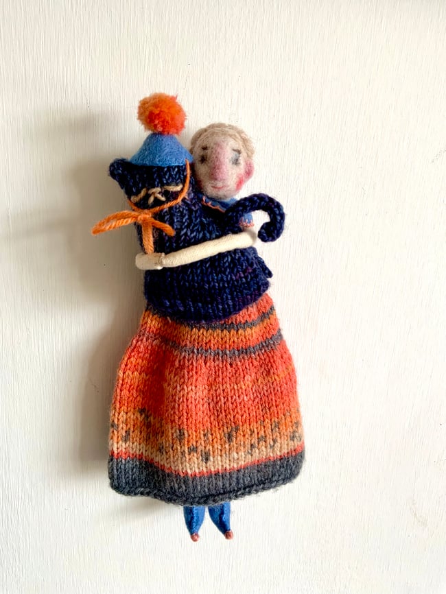 Circus cat and lady ~ ooak ~ folk art doll